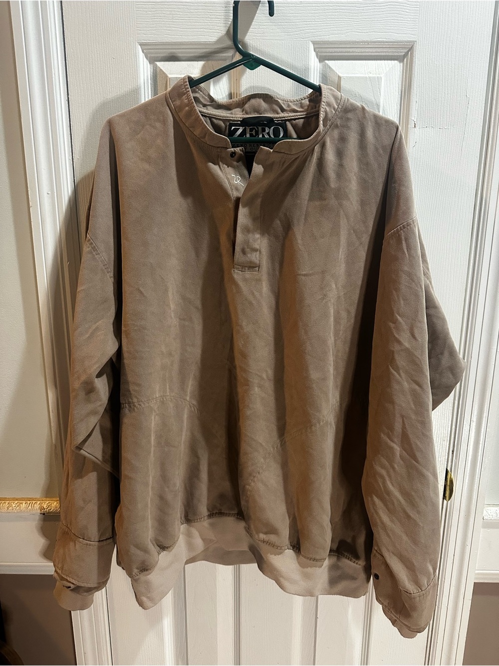 Zero Restriction Golf Outerwear Khaki‎ Beige Microsuede Windbreaker Pullover XL